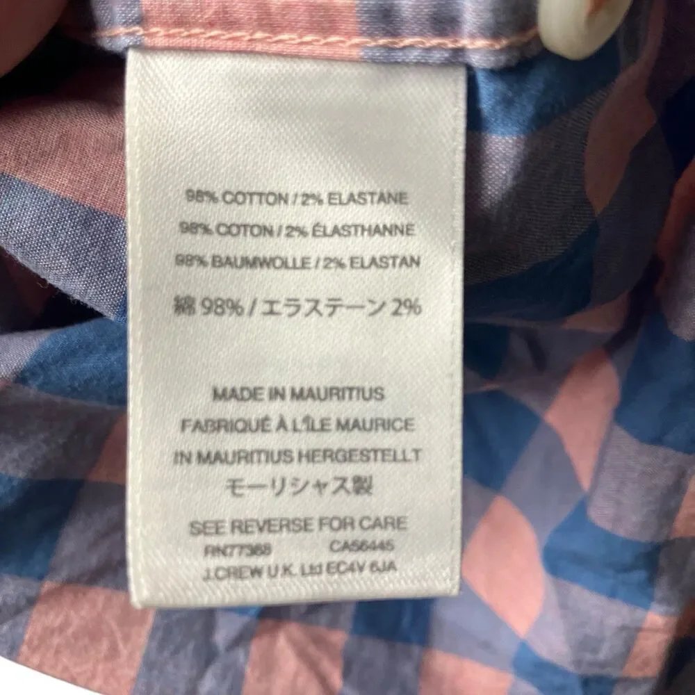 J Crew Shirt Mens M Blue Slim Fit‎ Button Down Plaid Baby Pink Check Colorful - Picture 7 of 9